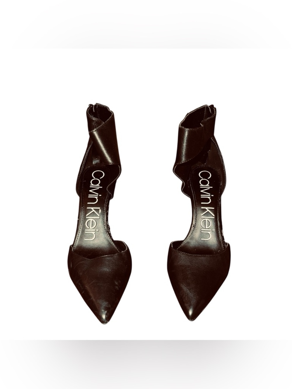 Calvin Klein Black Pointed D'Orsay Ankle Strap Heels